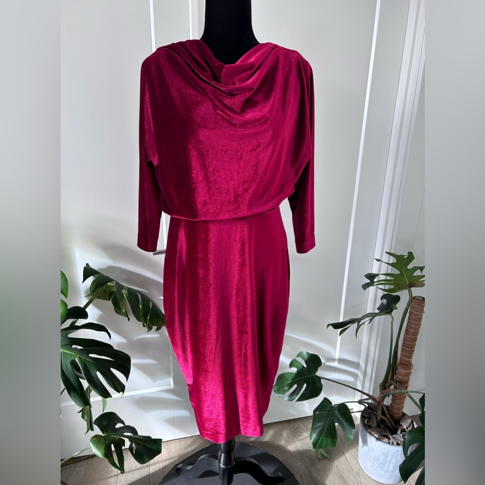 Belle Badgley Mischka Red Velvet dress new with tags